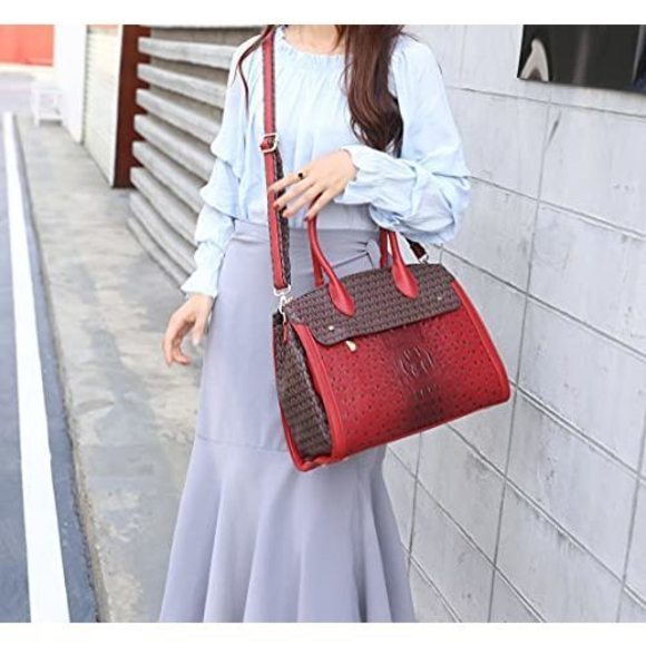 Modern Mkf Crossbody Strap Satchel For – Pu Textured Top Handle Pocketbook – - Picture 3 of 7